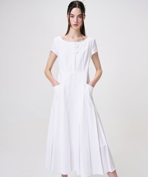 ETMON(エトモン)の「Linen Pleats Dress, White(ワンピース・レディース・その他・SMALL/MEDIUM)」の1枚目の写真