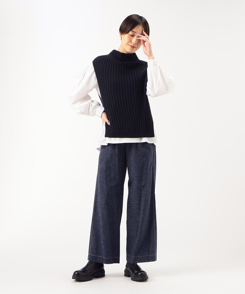 Gabardine K.T（ギャバジンケーティー）の「〔 +サイズ 〕 ソフトウール ワイドリブベスト（ベスト・レディース・グレー・13号）」の4枚目の写真