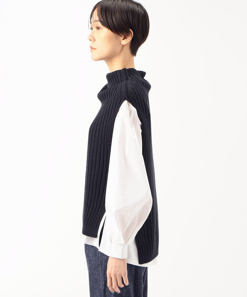 Gabardine K.T（ギャバジンケーティー）の「〔 +サイズ 〕 ソフトウール ワイドリブベスト（ベスト・レディース・グレー・13号）」の9枚目の写真