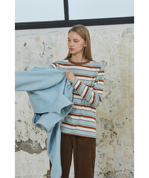 ANOETIC（アノエティック）の「MULTI STRIPE T-SHIRT_BROWN（Tシャツ/カットソー・レディース・ブラウン・FREE）」の3枚目の写真