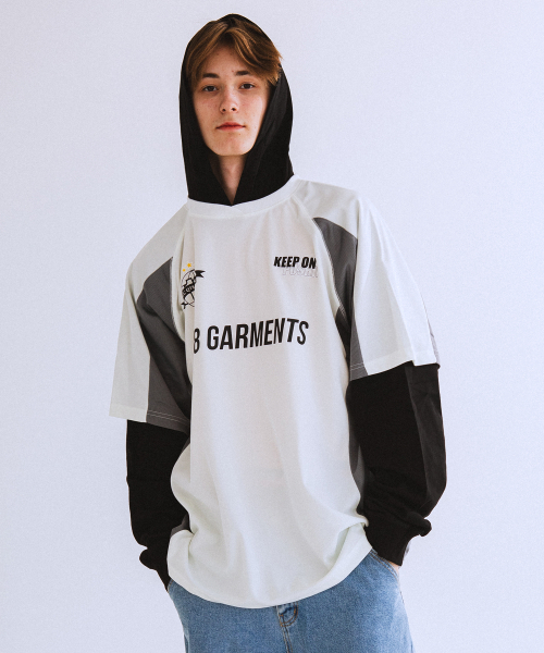 OC 3R Soccer Layered Hoodie Jersey — слоёный худи‑джерси, айвори