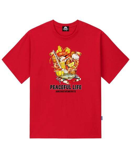 TRIPSHION(トリップション)の「SEAFOOD BASKET GRAPHIC Tシャツ - レッド(Tシャツ/カットソー・メンズ・その他・LARGE/MEDIUM/X-LARGE)」の1枚目の写真