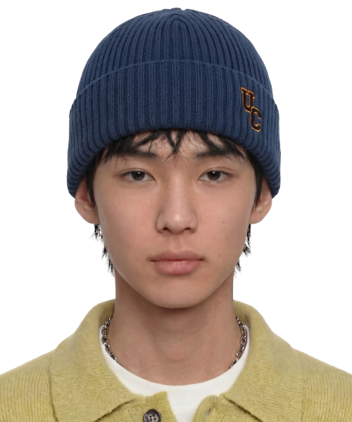 UNDERCONTROL(アンダーコントロール)の「四季用薄手ロングビーニーコットンニット男女共用ロゴビーニーモ帽子 BEANIE / SPORTS CREW / D INDIGO(ニットキャップ/ビーニー・メンズ・その他・FREE)」の1枚目の写真