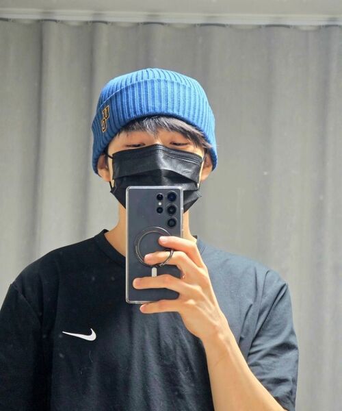 UNDERCONTROL(アンダーコントロール)の「四季用薄手ロングビーニーコットンニット男女共用ロゴビーニーモ帽子 BEANIE / SPORTS CREW / D INDIGO(ニットキャップ/ビーニー・メンズ・その他・FREE)」の2枚目の写真