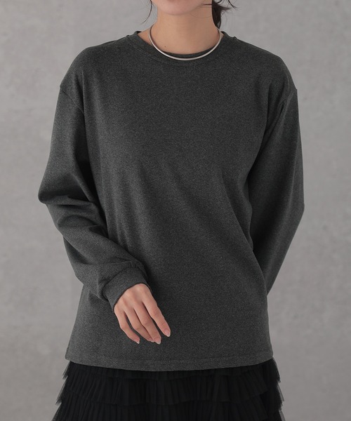 DAYRA（デイラ）の「クルーネック ベーシック ドロップショルダー 長袖 プルオーバー（Tシャツ/カットソー・レディース・ブラック/グレー・S/FREE）」の2枚目の写真