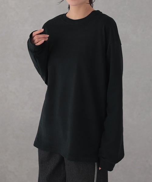 DAYRA（デイラ）の「クルーネック ベーシック ドロップショルダー 長袖 プルオーバー（Tシャツ/カットソー・レディース・ブラック/グレー・S/FREE）」の11枚目の写真