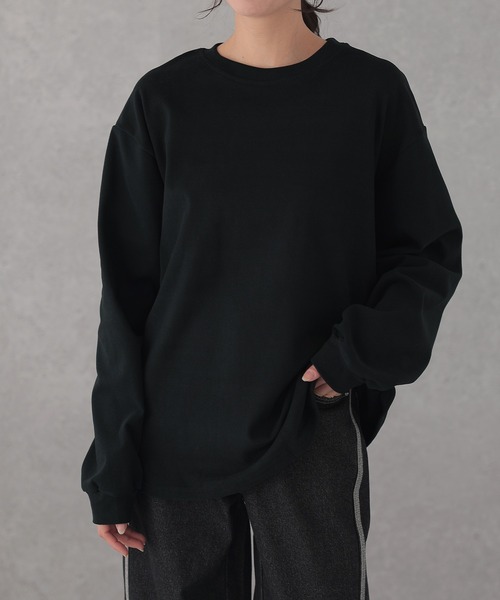 DAYRA（デイラ）の「クルーネック ベーシック ドロップショルダー 長袖 プルオーバー（Tシャツ/カットソー・レディース・ブラック/グレー・S/FREE）」の7枚目の写真