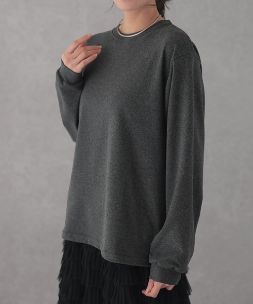 DAYRA（デイラ）の「クルーネック ベーシック ドロップショルダー 長袖 プルオーバー（Tシャツ/カットソー・レディース・ブラック/グレー・S/FREE）」の5枚目の写真