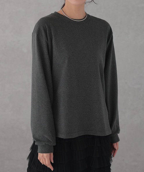 DAYRA（デイラ）の「クルーネック ベーシック ドロップショルダー 長袖 プルオーバー（Tシャツ/カットソー・レディース・ブラック/グレー・S/FREE）」の3枚目の写真