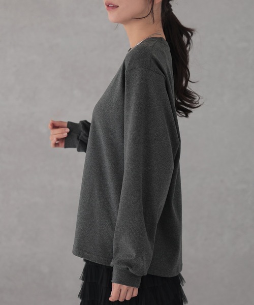 DAYRA（デイラ）の「クルーネック ベーシック ドロップショルダー 長袖 プルオーバー（Tシャツ/カットソー・レディース・ブラック/グレー・S/FREE）」の16枚目の写真