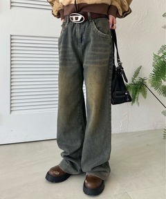 韓国ファッション ワイドルーズ ヴィンテージデニム FEKETE（フェケテ）の「WIDE LOOSE VINTAGE DENIM / ヴィンテージ