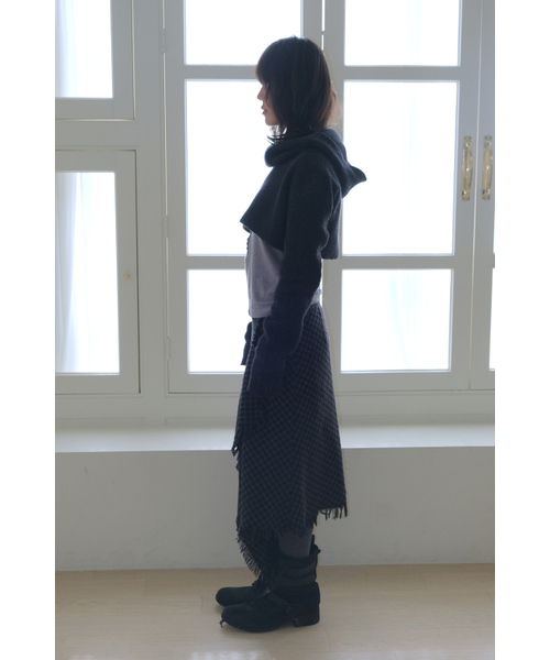 PAHISUM(パヒサム)の「ニットクロップフードパーカー_チャコール(ニット/セーター・レディース・その他・FREE)」の4枚目の写真