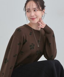【S-LL】大人上品な レトロフラワーニット
