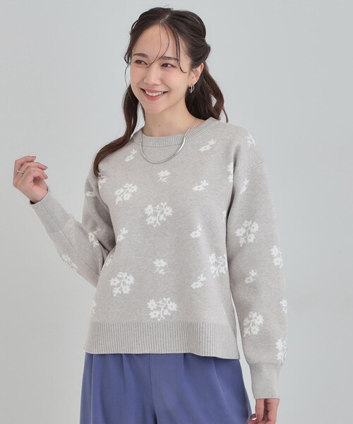 DRESKIP(ドレスキップ)の「【S-LL】大人上品な レトロフラワーニット(ニット/セーター・レディース・アイボリー系6/グレー系4/ダークブラウン系6・01/02/03/04)」の4枚目の写真