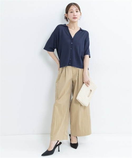 Petitjo（プッチージョ）の「小さいサイズ　スキッパーニットカーディガン　低身長さん・小柄女性（カーディガン/ボレロ・レディース・ベージュ/ネイビー・M-L/XS-S）」の14枚目の写真