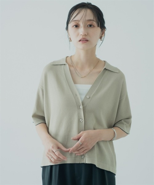 Petitjo（プッチージョ）の「小さいサイズ　スキッパーニットカーディガン　低身長さん・小柄女性（カーディガン/ボレロ・レディース・ベージュ/ネイビー・M-L/XS-S）」の15枚目の写真