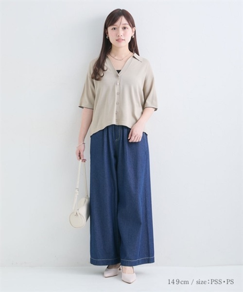 Petitjo（プッチージョ）の「小さいサイズ　スキッパーニットカーディガン　低身長さん・小柄女性（カーディガン/ボレロ・レディース・ベージュ/ネイビー・M-L/XS-S）」の22枚目の写真
