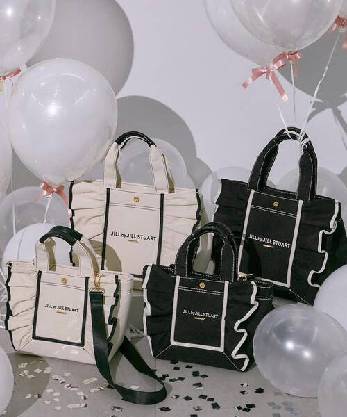 JILL by JILL STUART（ジルバイジルスチュアート）の「【お気に入り登録7,000件超え】フレームフリルトート（トートバッグ・レディース・ブラック/ホワイト系その他/ホワイト/ピンク・FREE）」の2枚目の写真