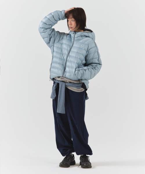 PARAKEET(パラキート)の「スウォールロゴフレキシライトダウン(グロッシーブルー)(ダウンジャケット/コート・レディース・スカイブルー・SMALL/MEDIUM/LARGE)」の2枚目の写真