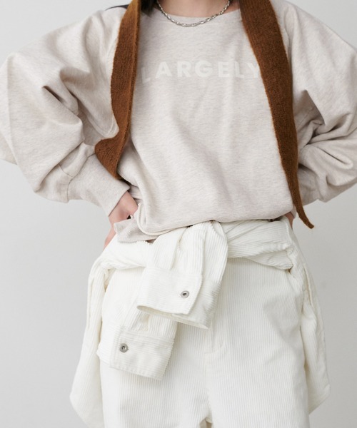 LARUTA（ラルータ）の「【LARUTA】ラグラン前後2WAYロゴ裏毛プルオーバー（Tシャツ/カットソー・レディース・オートミール/ピンク/チャコールグレー・FREE）」の14枚目の写真
