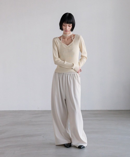 LOWRYS FARM(ローリーズファーム)の「ギャザースパンコールニット 637810(ニット/セーター・レディース・ブルー/アイボリー/ブラック/オレンジ・FREE)」の5枚目の写真