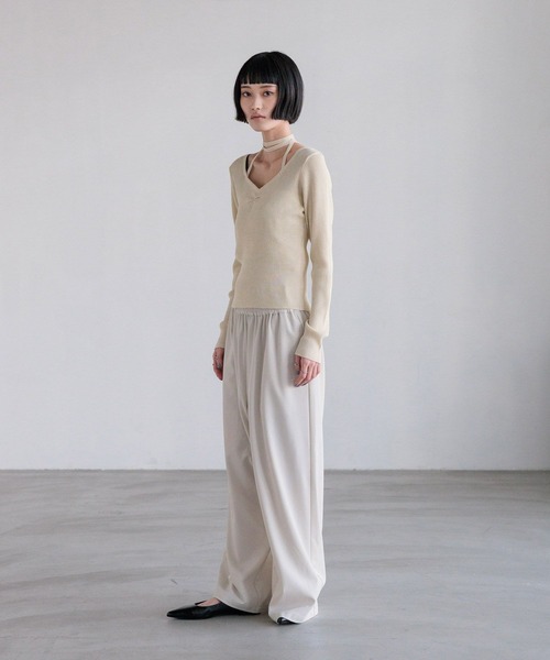 LOWRYS FARM(ローリーズファーム)の「ギャザースパンコールニット 637810(ニット/セーター・レディース・ブルー/アイボリー/ブラック/オレンジ・FREE)」の6枚目の写真