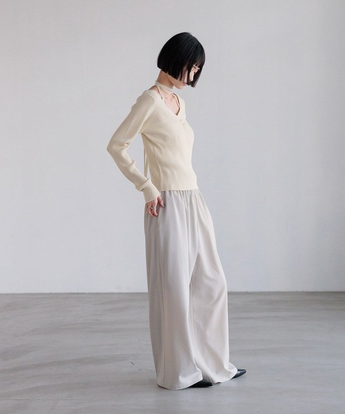 LOWRYS FARM(ローリーズファーム)の「ギャザースパンコールニット 637810(ニット/セーター・レディース・ブルー/アイボリー/ブラック/オレンジ・FREE)」の7枚目の写真