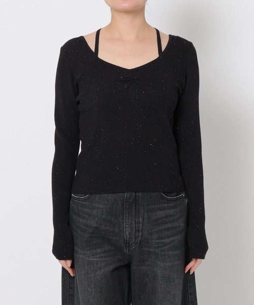 LOWRYS FARM(ローリーズファーム)の「ギャザースパンコールニット 637810(ニット/セーター・レディース・ブルー/アイボリー/ブラック/オレンジ・FREE)」の17枚目の写真