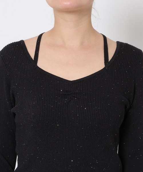 LOWRYS FARM(ローリーズファーム)の「ギャザースパンコールニット 637810(ニット/セーター・レディース・ブルー/アイボリー/ブラック/オレンジ・FREE)」の20枚目の写真