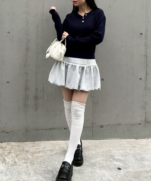 continuer de NICE CLAUP（コンティニューデナイスクラップ）の「【ふんわり感がキュート♡】レースバルーンミニスカート（スカート・レディース・その他11/オートミール/チャコールグレー・FREE）」の7枚目の写真