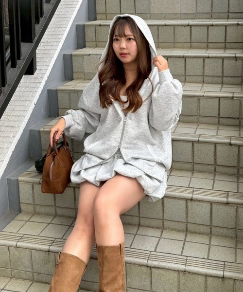 continuer de NICE CLAUP（コンティニューデナイスクラップ）の「【ふんわり感がキュート♡】レースバルーンミニスカート（スカート・レディース・その他11/オートミール/チャコールグレー・FREE）」の18枚目の写真