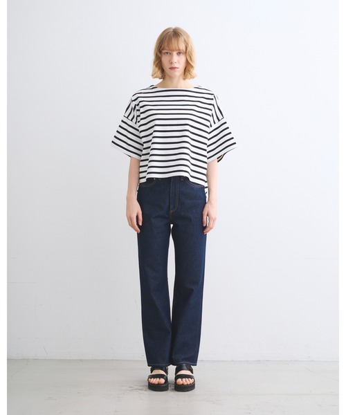 Traditional Weatherwear（トラディショナルウェザーウェア）の「LYNE SHORT SLEEVE（Tシャツ/カットソー・レディース・ホワイト×グリーン/ホワイト×ブルー/ホワイト×ブラック/ホワイト×ネイビー・S/XS/XXS）」の6枚目の写真