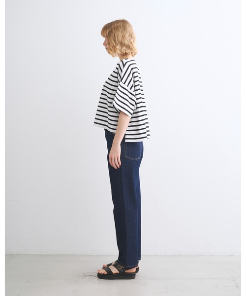 Traditional Weatherwear（トラディショナルウェザーウェア）の「LYNE SHORT SLEEVE（Tシャツ/カットソー・レディース・ホワイト×グリーン/ホワイト×ブルー/ホワイト×ブラック/ホワイト×ネイビー・S/XS/XXS）」の7枚目の写真
