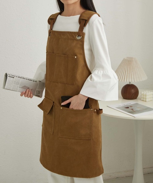 MAISON DE THERESE（メゾン ド テレーズ）の「ツールボックス 帆布ワークエプロン（エプロン・レディース・ネイビー/ブラウン/グレー/ブラック/Off White・FREE）」の4枚目の写真