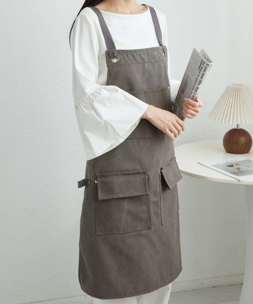 MAISON DE THERESE（メゾン ド テレーズ）の「ツールボックス 帆布ワークエプロン（エプロン・レディース・ネイビー/ブラウン/グレー/ブラック/Off White・FREE）」の7枚目の写真