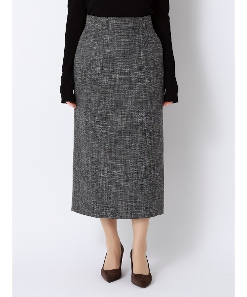 SUIT SQUARE(スーツスクエア)の「ロングタイトスカート ウォッシャブル ストレッチ スラブシャンブレー 織柄 anysy(スカート・レディース・ブラック・40(11号)/38(9号)/36(7号))」の2枚目の写真
