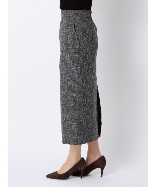 SUIT SQUARE(スーツスクエア)の「ロングタイトスカート ウォッシャブル ストレッチ スラブシャンブレー 織柄 anysy(スカート・レディース・ブラック・40(11号)/38(9号)/36(7号))」の3枚目の写真