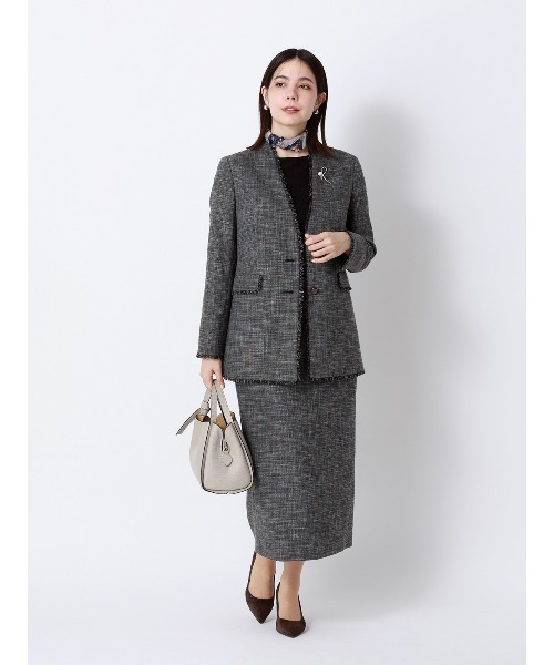 SUIT SQUARE(スーツスクエア)の「ロングタイトスカート ウォッシャブル ストレッチ スラブシャンブレー 織柄 anysy(スカート・レディース・ブラック・40(11号)/38(9号)/36(7号))」の7枚目の写真