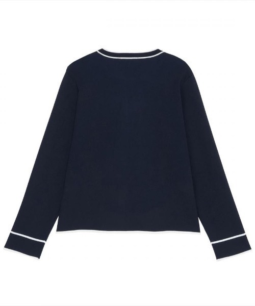 TOKYO SHIRTS（トウキョウシャツ）の「配色パイピング ニットジャケット（ニット/セーター・レディース・ネイビー/ライトグレー・L/LL/M）」の9枚目の写真