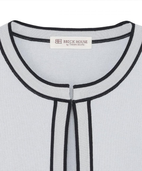 TOKYO SHIRTS（トウキョウシャツ）の「配色パイピング ニットジャケット（ニット/セーター・レディース・ネイビー/ライトグレー・L/LL/M）」の5枚目の写真