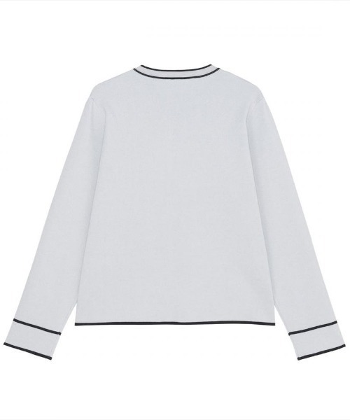 TOKYO SHIRTS（トウキョウシャツ）の「配色パイピング ニットジャケット（ニット/セーター・レディース・ネイビー/ライトグレー・L/LL/M）」の4枚目の写真