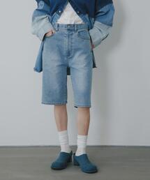 『2サイズ展開』スリムハーフデニム