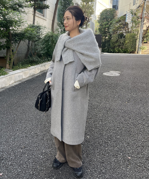 JOURNAL STANDARD（ジャーナルスタンダード）の「スーパー120ビーバーノーカラーコート（その他アウター・レディース・ブラック/ライトグレー/ベージュ系その他/ベージュ・38/36）」の6枚目の写真