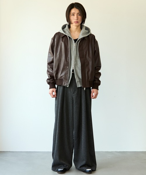 SINSS（シンス）の「Concealed front short zip blouson / コンシールドフロントショートジップブルゾン（ブルゾン・メンズ・ブラウン/ブラック・X-SMALL/SMALL/MEDIUM/LARGE）」の5枚目の写真