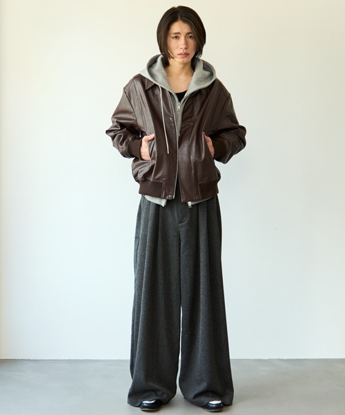 SINSS（シンス）の「Concealed front short zip blouson / コンシールドフロントショートジップブルゾン（ブルゾン・メンズ・ブラウン/ブラック・X-SMALL/SMALL/MEDIUM/LARGE）」の16枚目の写真