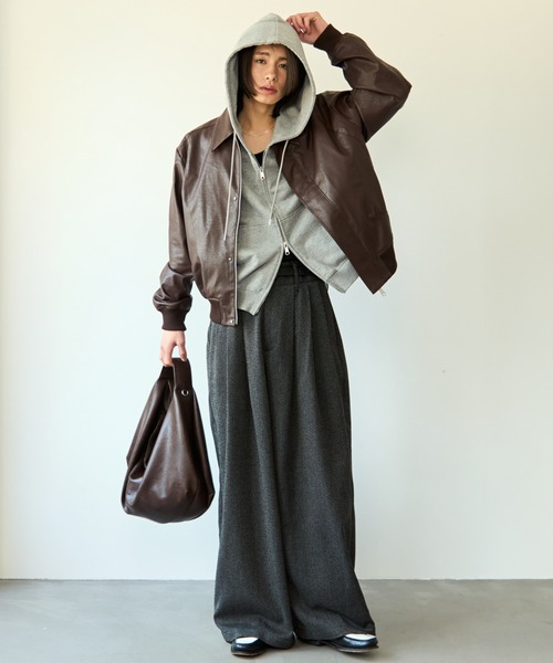 SINSS（シンス）の「Concealed front short zip blouson / コンシールドフロントショートジップブルゾン（ブルゾン・メンズ・ブラウン/ブラック・X-SMALL/SMALL/MEDIUM/LARGE）」の17枚目の写真