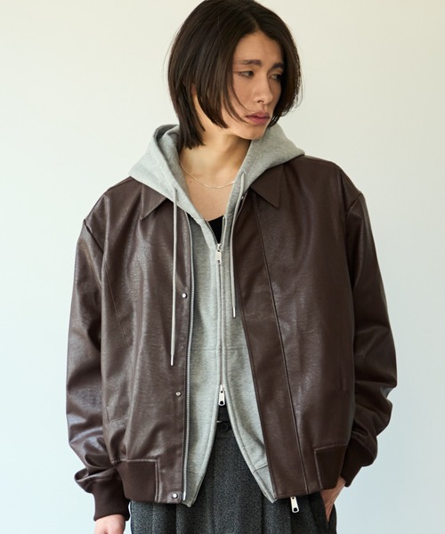 SINSS（シンス）の「Concealed front short zip blouson / コンシールドフロントショートジップブルゾン（ブルゾン・メンズ・ブラウン/ブラック・X-SMALL/SMALL/MEDIUM/LARGE）」の15枚目の写真