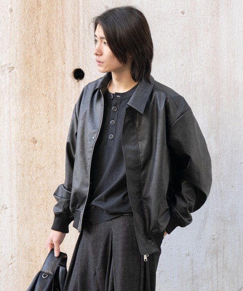 Concealed front short zip blouson / コンシールドフロントショート