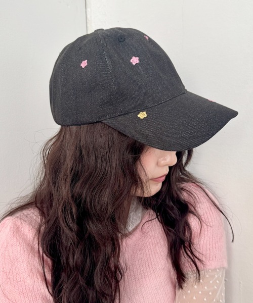 セール】フラワー刺繍デニムキャップ（キャップ）｜SOLLON.（ソルロン