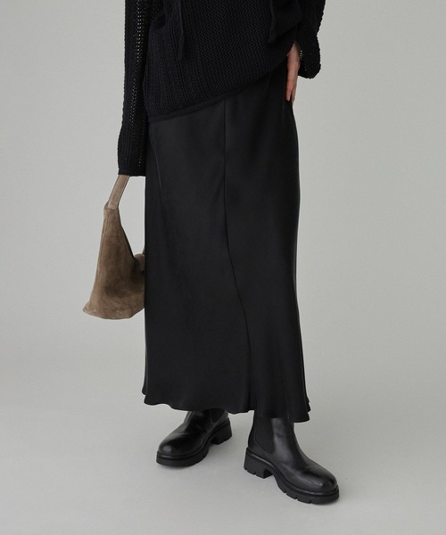 BABYLONE（バビロン）の「フィブリルサテンスカート（スカート・レディース・ブラック/ベージュ・36inch/38inch）」の2枚目の写真